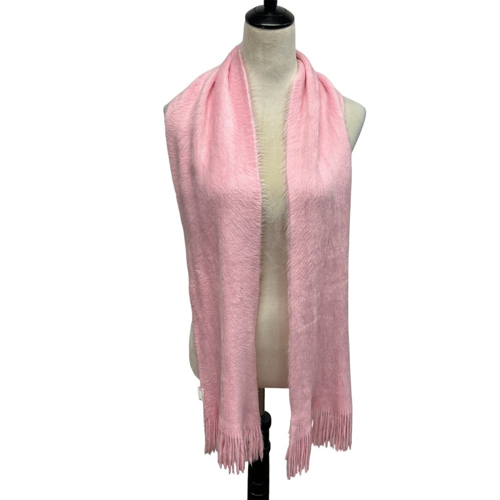 Soft Pink Fringe Scarf Long Plush Cozy Soft Girl Romantic Minimalist Wrap